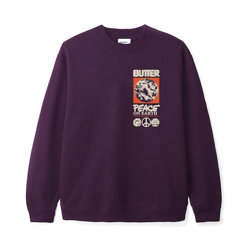 BUTTERGOODS｜Peace On Earth Crewneck Sweatshirt (Eggplant)