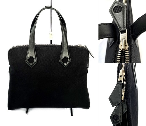 HERMES　エルメス　カバ　スイーボー  トワルアッシュ レザー　ハンドバッグ　ブラック　MADE IN FRANCE