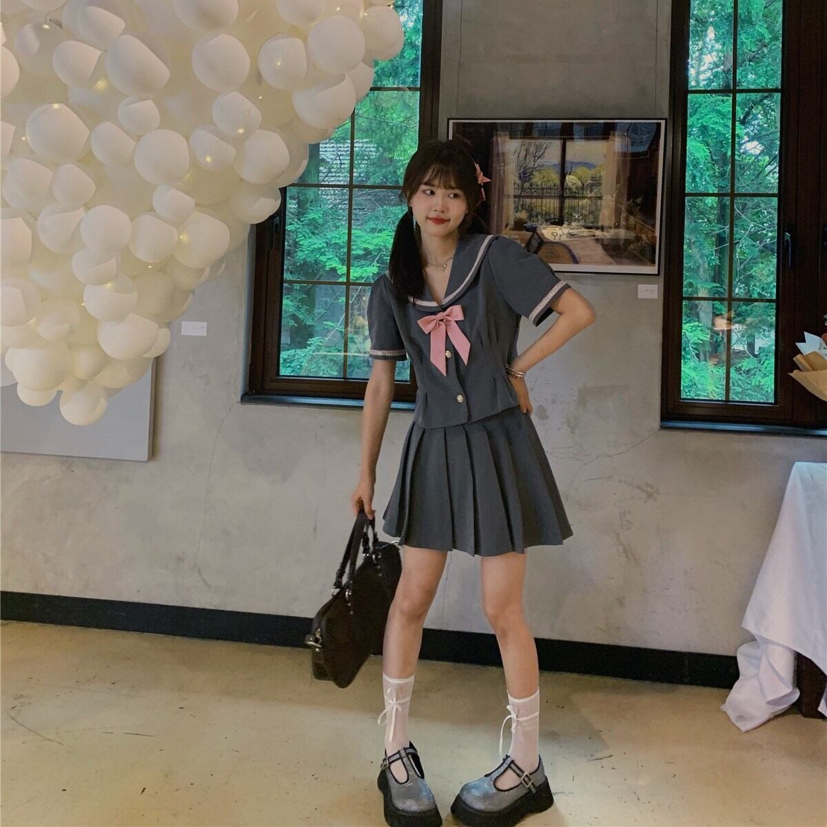 ロリータjk制服 リボンネイビーカラーショートシャツ プリーツスカート サマー 夏物 春夏秋冬 ゴシック ゴスロリ Sm ワンピース 黒 靴 大きいサイズ タイツ ヘッドドレス スカート バイブル 雑誌 本 タイツ アクセサリー ミリロリ 甘ロリ クラロリ 和ロリ
