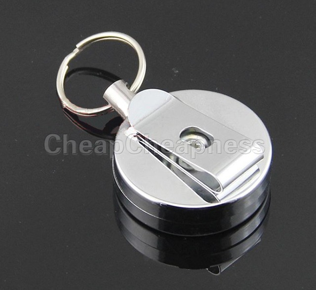 High Quality Casual Men's 1PC Stainless Steel Badge Reel Retractable Key  Ring ID Card Holder Clips Free Shipping