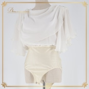 社交ダンス 衣装 トップス レオタード ホワイト系 チャコット Chacott 白 日本製 無地 シンプル ドレープ 伸縮 ストレッチ 練習 レッスン 爽やか 明るい かわいい ダンス衣装 ボタン イベント ステージ