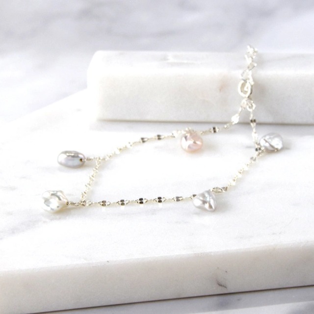 春光のゆらぎ ― シルバーケシパール ステーションブレスレット SV925