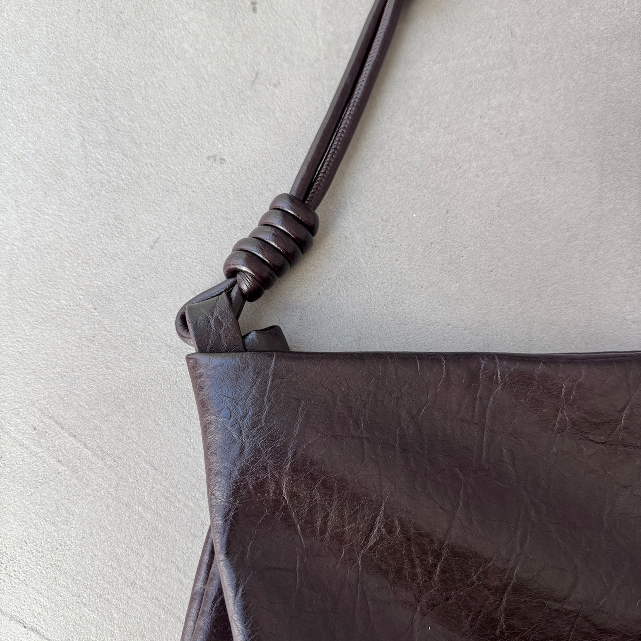 Grained eco leather 2way bag/bordeaux brown