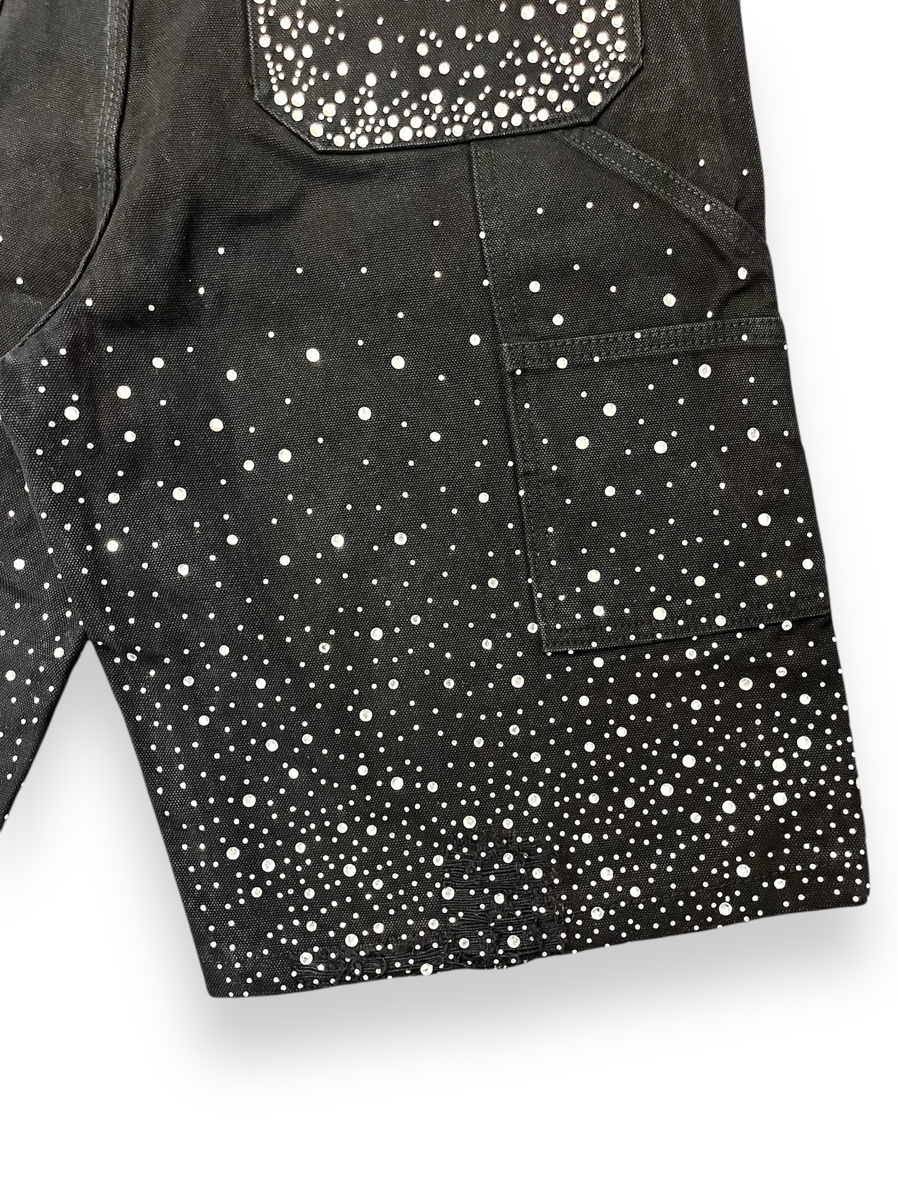 【PLANET STUDIO】damage rhinestone half denim pants