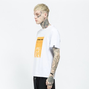 SALE【HIPANDA ハイパンダ】メンズ Tシャツ MEN'S ASTRONAUT ORANGE PRINT SHORT SLEEVED T-SHIRT / WHITE・BLACK