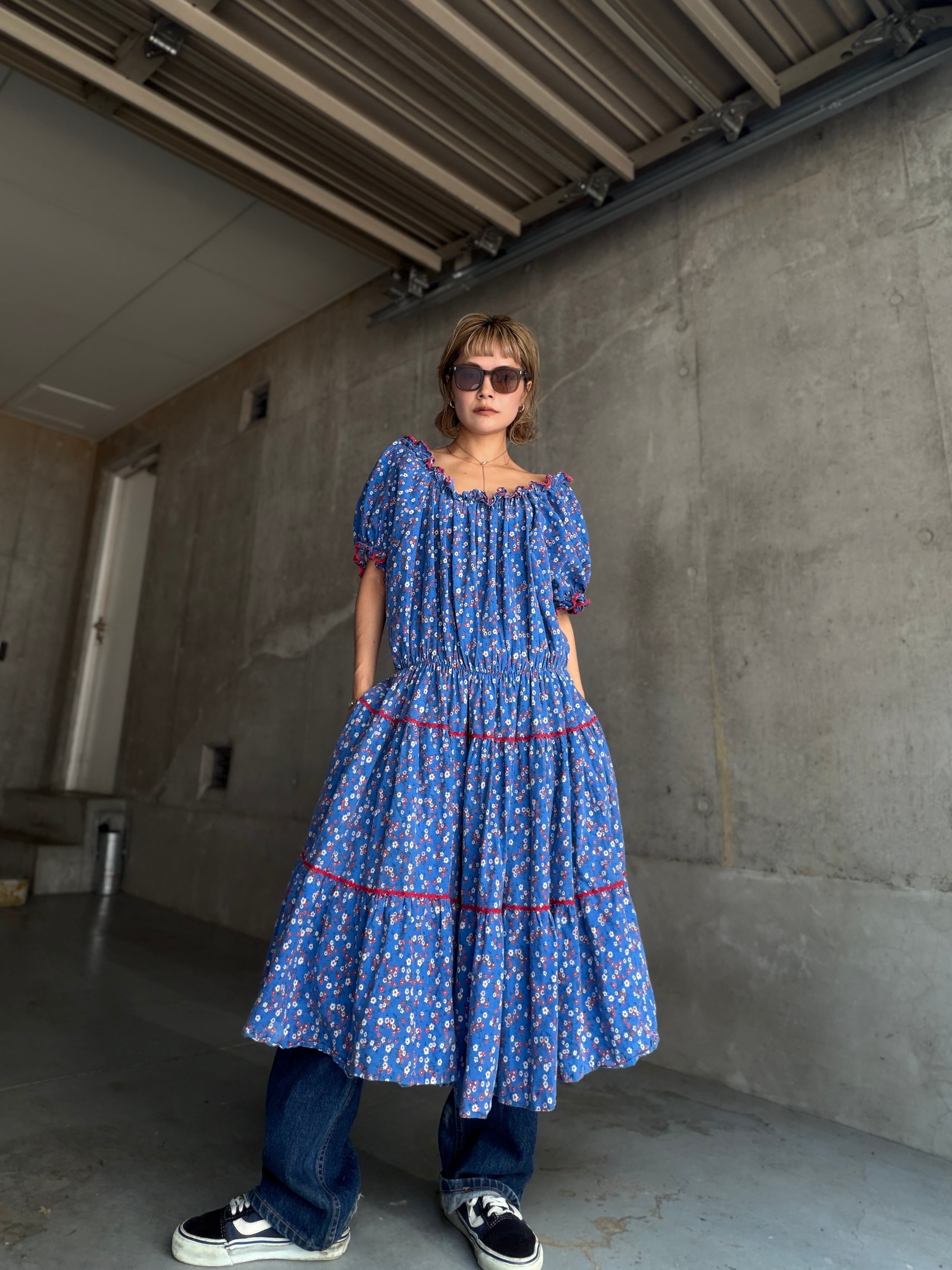 (OP172)Gather flower tiered one-piece