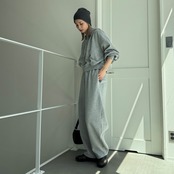 裏起毛ルーズスウェットカーブPT/グレー