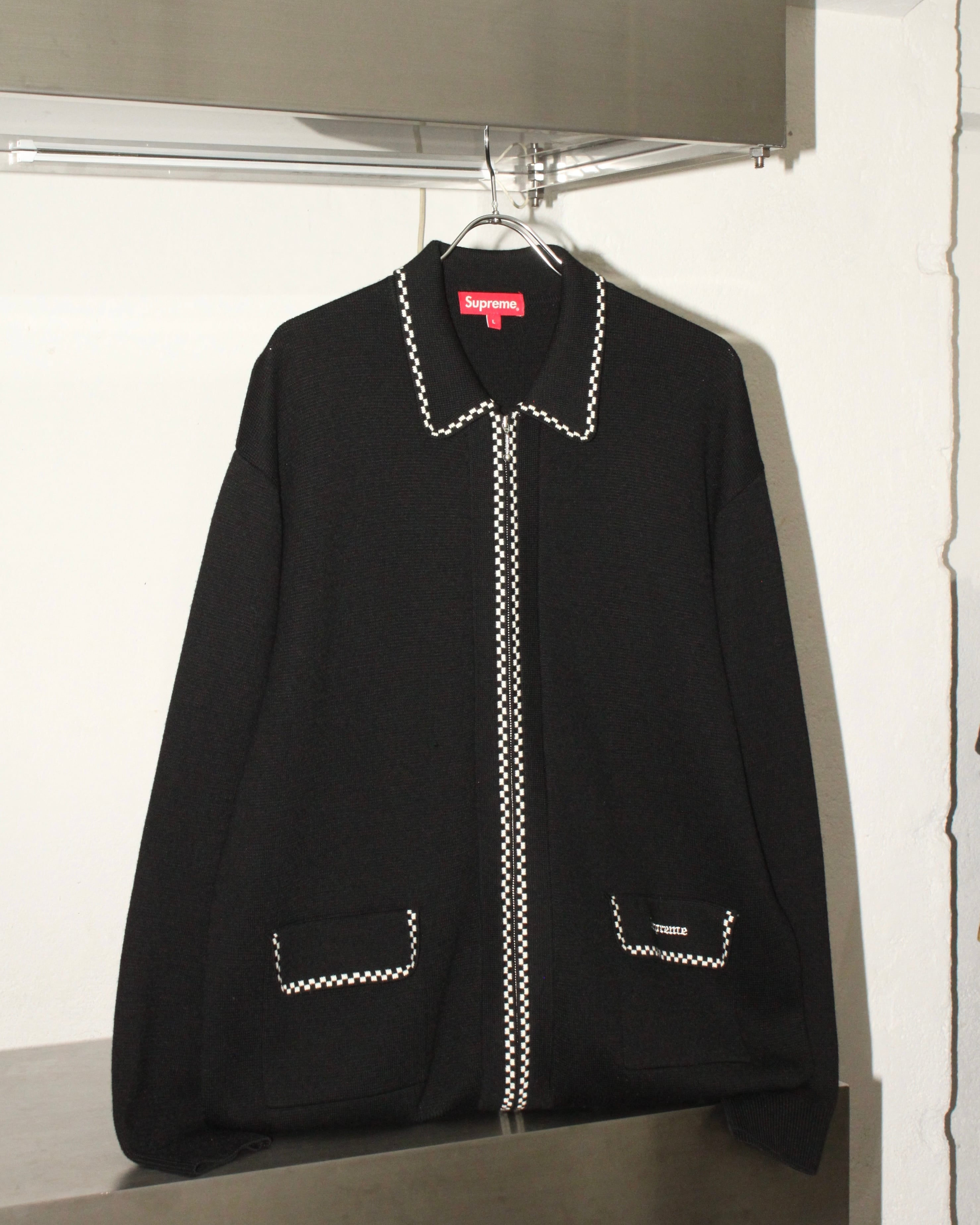 2020AW SUPREME Checkerboard Zip-up Sweater