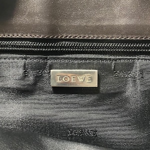 LOEWE leather switching canvas tote bag