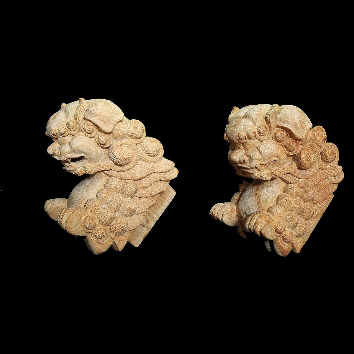 獅子鼻】 社寺仏閣、山車、だんぢり 木鼻5寸 1組（2体