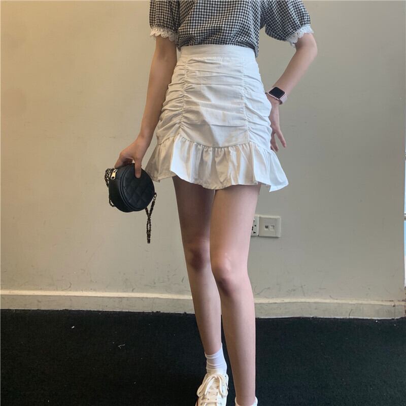 スプリングオータムハイウェストAラインスカート ショートカジュアルスリム 春物 秋物 1号婦人49244095275