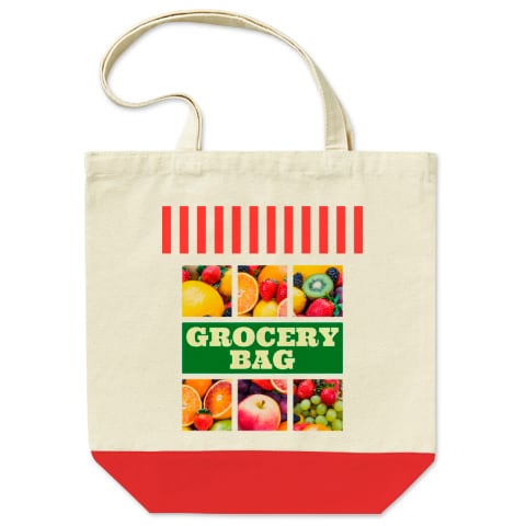 grocery bag - 2 / 配色トートバッグ  Mサイズ - ナチュラル/レッド
