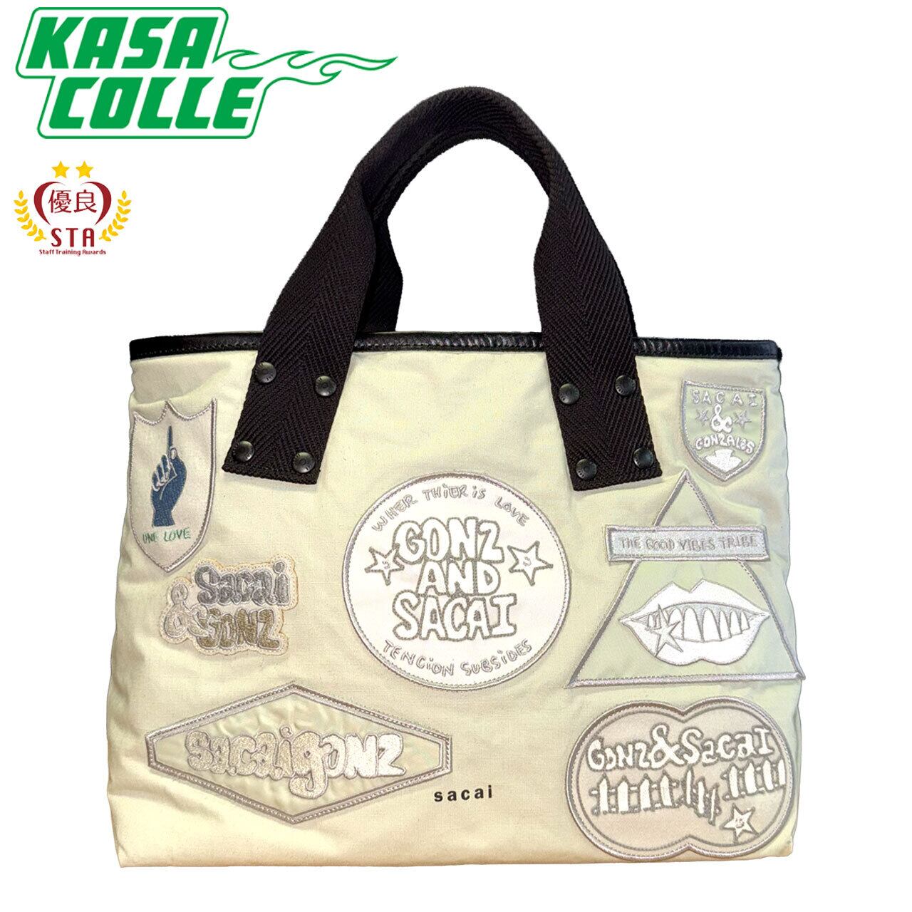 美品　sacai ゴンズ　パッチワークトートバッグ オリーブグリーン sacai × Gonz】サカイ ゴンズ Multi Patch Tote トートバッグ