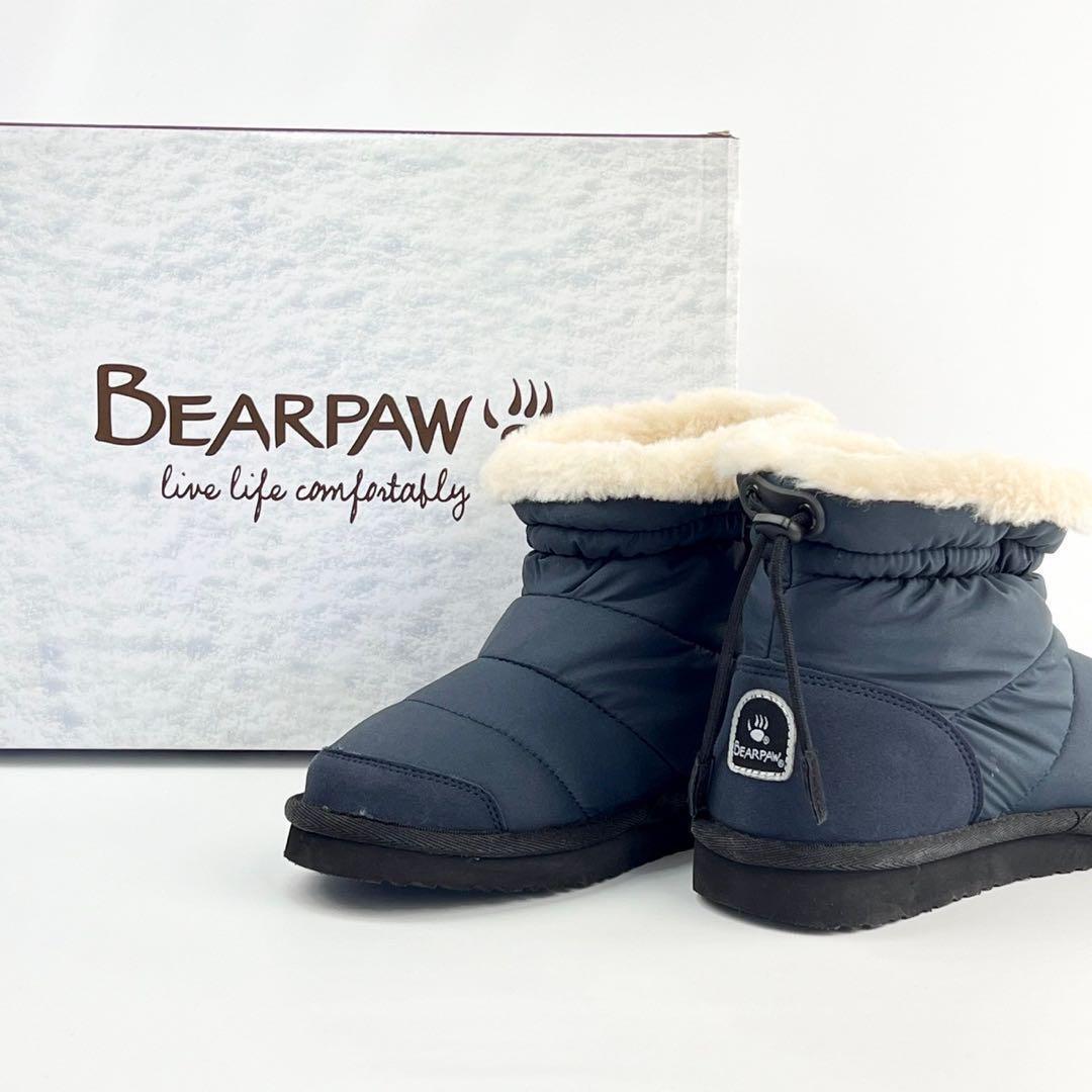BEARPAW レディース スノー ボアブーツ ムートン 防寒 防水 ネイビー 