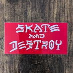 【ST-1032】Thrasher Magazine スラッシャー スケートボード ステッカー SKATE AND DESTROY レッド 5.1×10.2