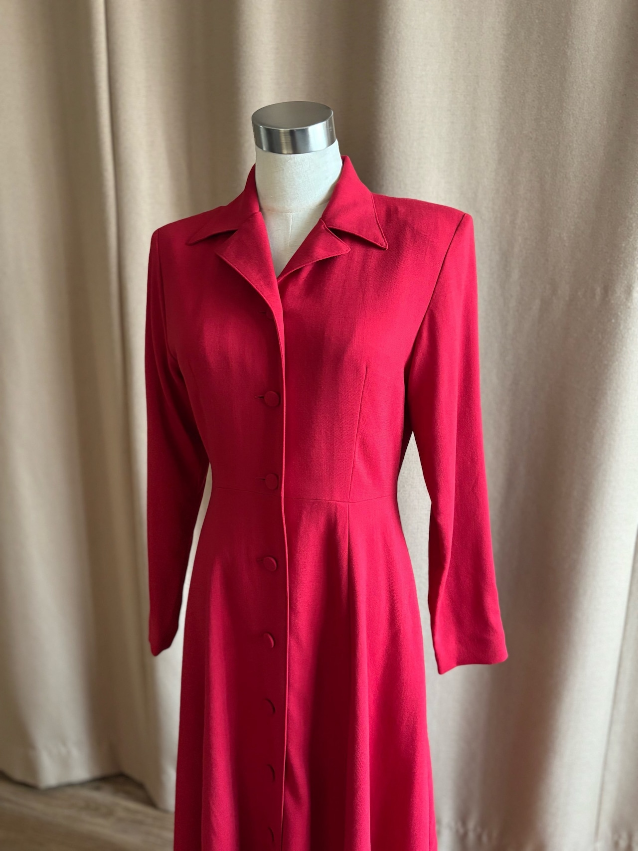Claude Lema bright red wool dress-5042-10
