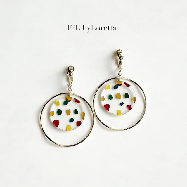 Art multi color big hoop pierce/earring  [cc]