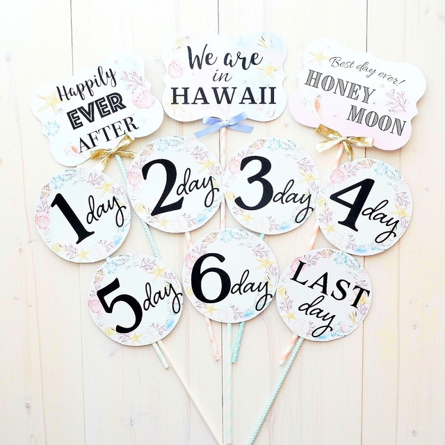【Wedding】ハネムーンフォトプロップス・beach （10本セット）※Hawaii,Guam,Bali,Okinawa選択可能