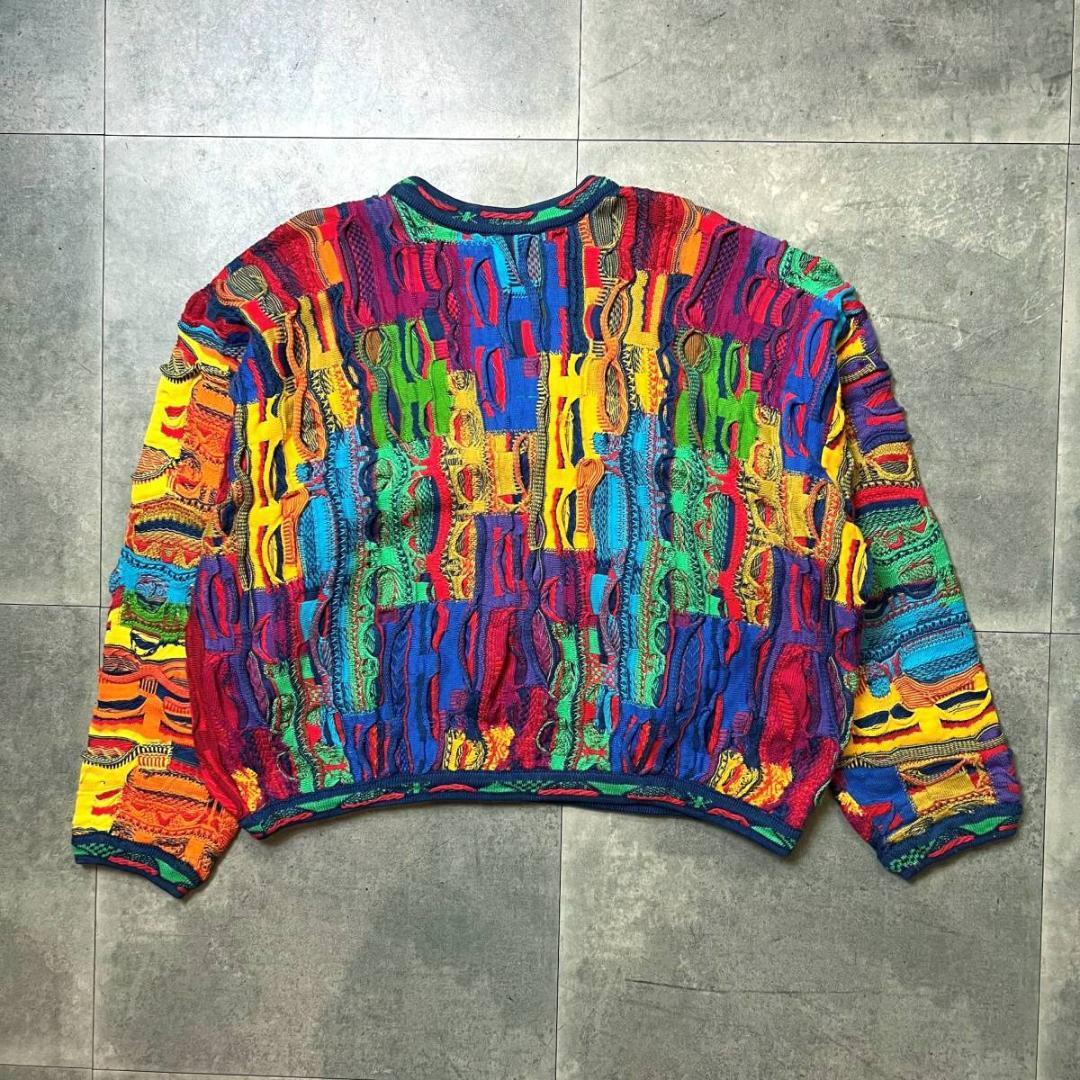 90's Coogi Mercerized Cotton 3D Pattern Sweater In Multi / 90s