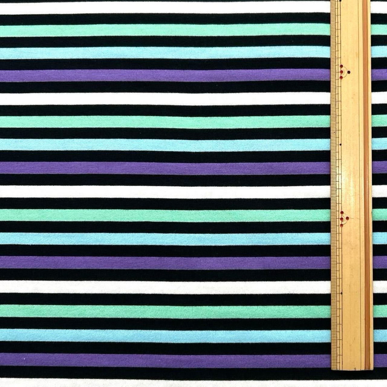 ★NY990◆2m◆ラスト1点!綿100%天竺ニット生地◆ボーダー◆カラフル