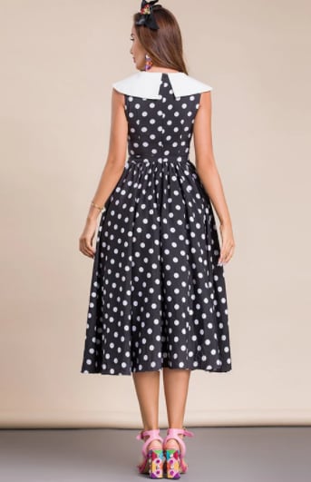 レトロ ワンピース ブラック レディース 水玉 ドット 80年代 Woman Ladies Black Dress Antique Antoinette レトロ ワンピース ブラック レディース 水玉 ドット 80年代 Woman Ladies Black Dress Antique Antoinette