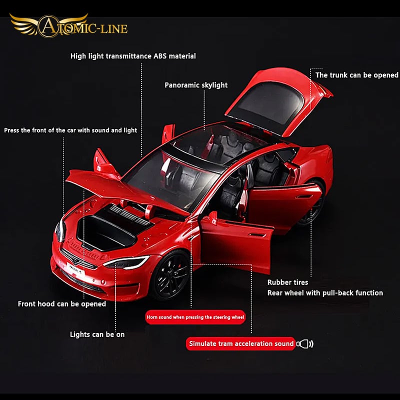 テスラ MODEL S 1/24 ミニカー 全5色 ライト点灯 エンジンサウンド