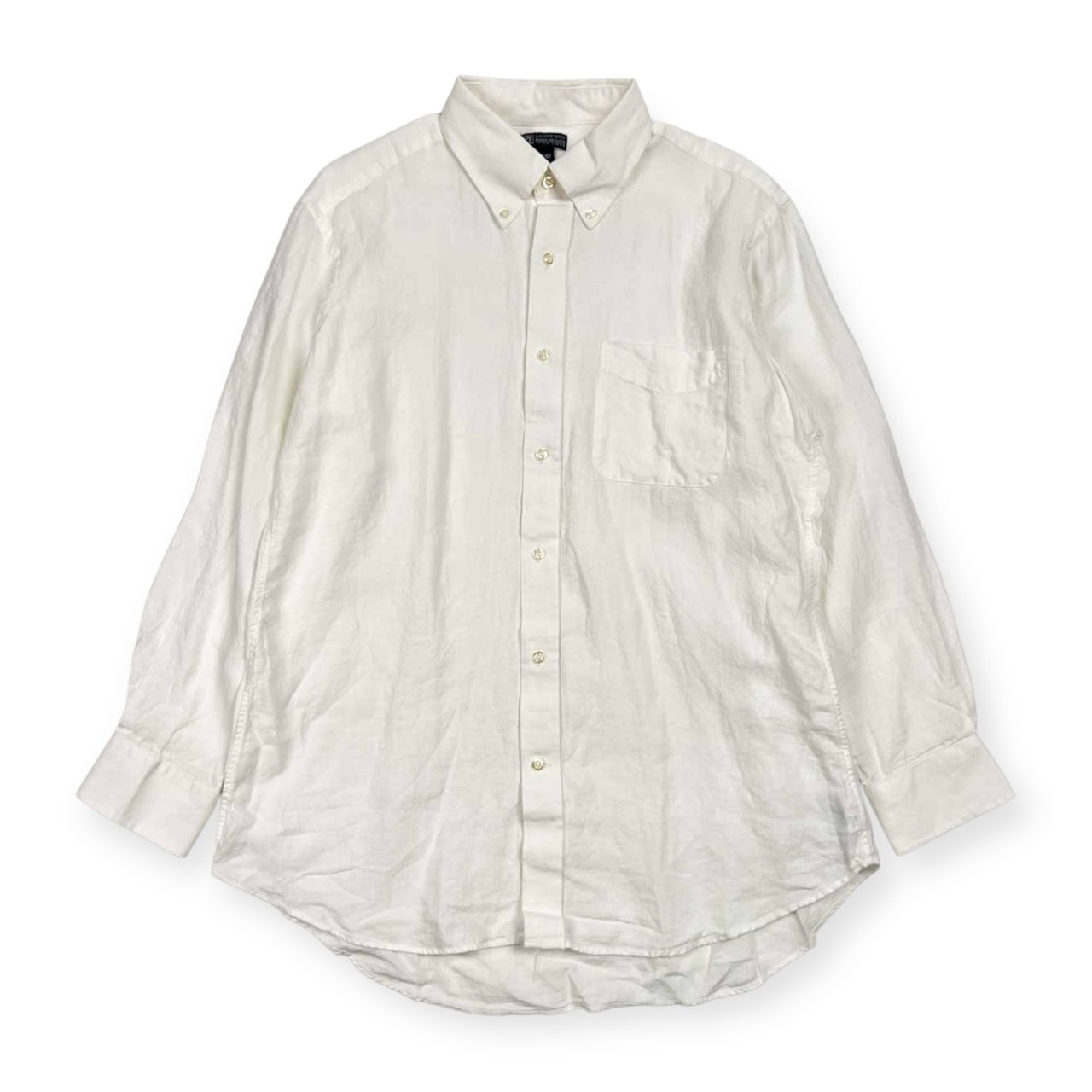 90s LANDS' END ランズエンド Baird McNutt Irish Linen BD ボタンダウン 長袖 ワイシャツ ドレスシャツ 42-82/ホワイト メンズ ビンテージ