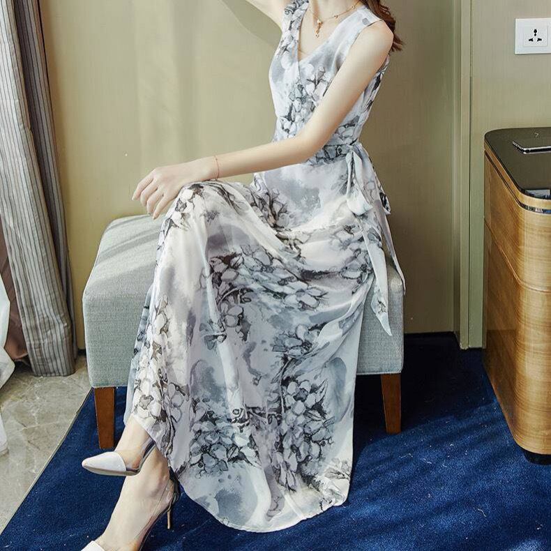 ノースリーブシフォンドレス36185