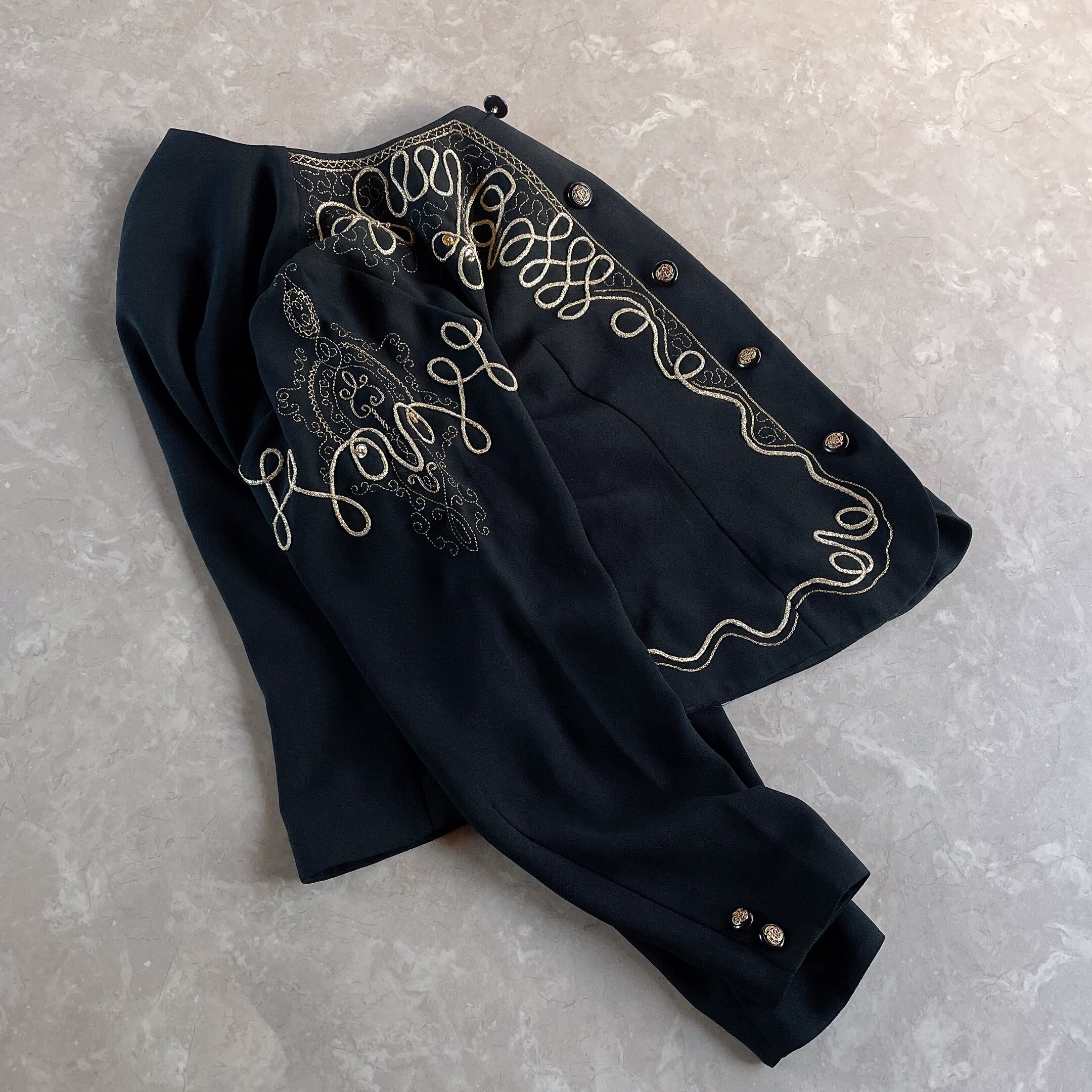 ヴィンテージ 刺繍 レース ノーカラー シャツ ブラウス 古着 レトロ