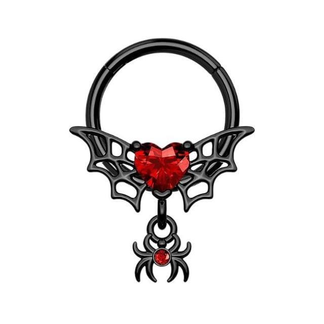 ボディピアス 16G ハート スパイダー ハロウィンピアス ワンタッチ