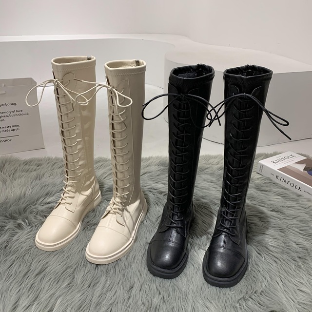 ブーツスプリングオータム薄手レッドストラップ ベルベットロング 靴 シューズ 春物 秋物 フェイクシューズ74486660088