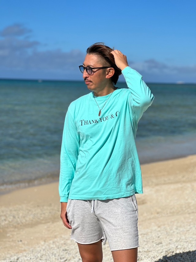 THANK YOU & Co.　ロングスリーブTシャツ　ティファニーブルー×ブラック