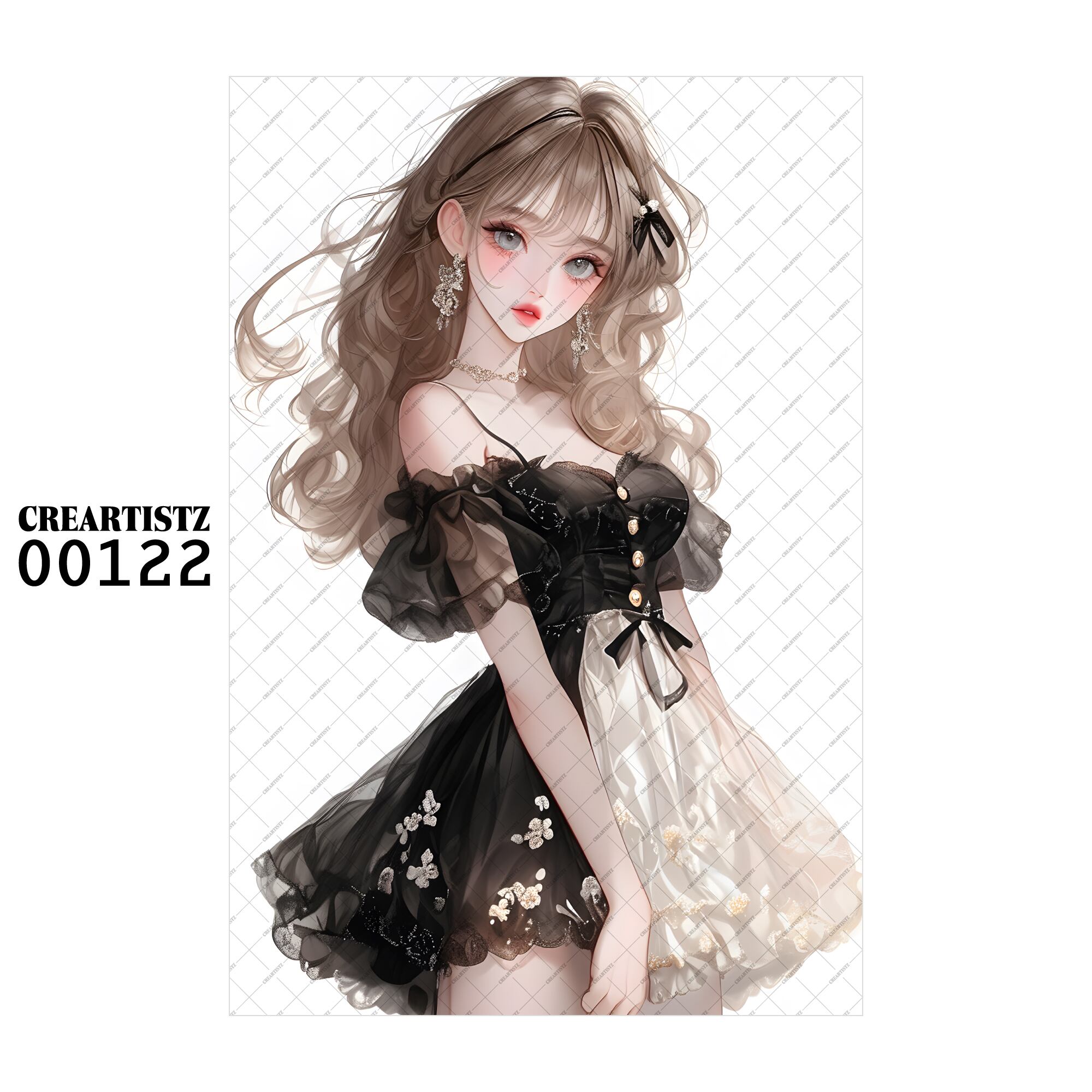 00122 ガール キュート オリジナル ペーパー/ステッカー 4枚セット CREARTISTZ