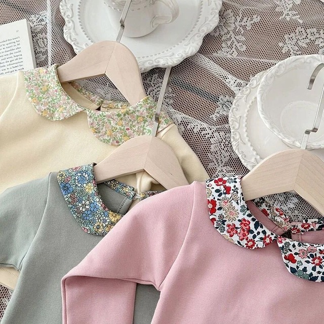 【取寄】花柄の丸襟がおしゃかわなカットソー