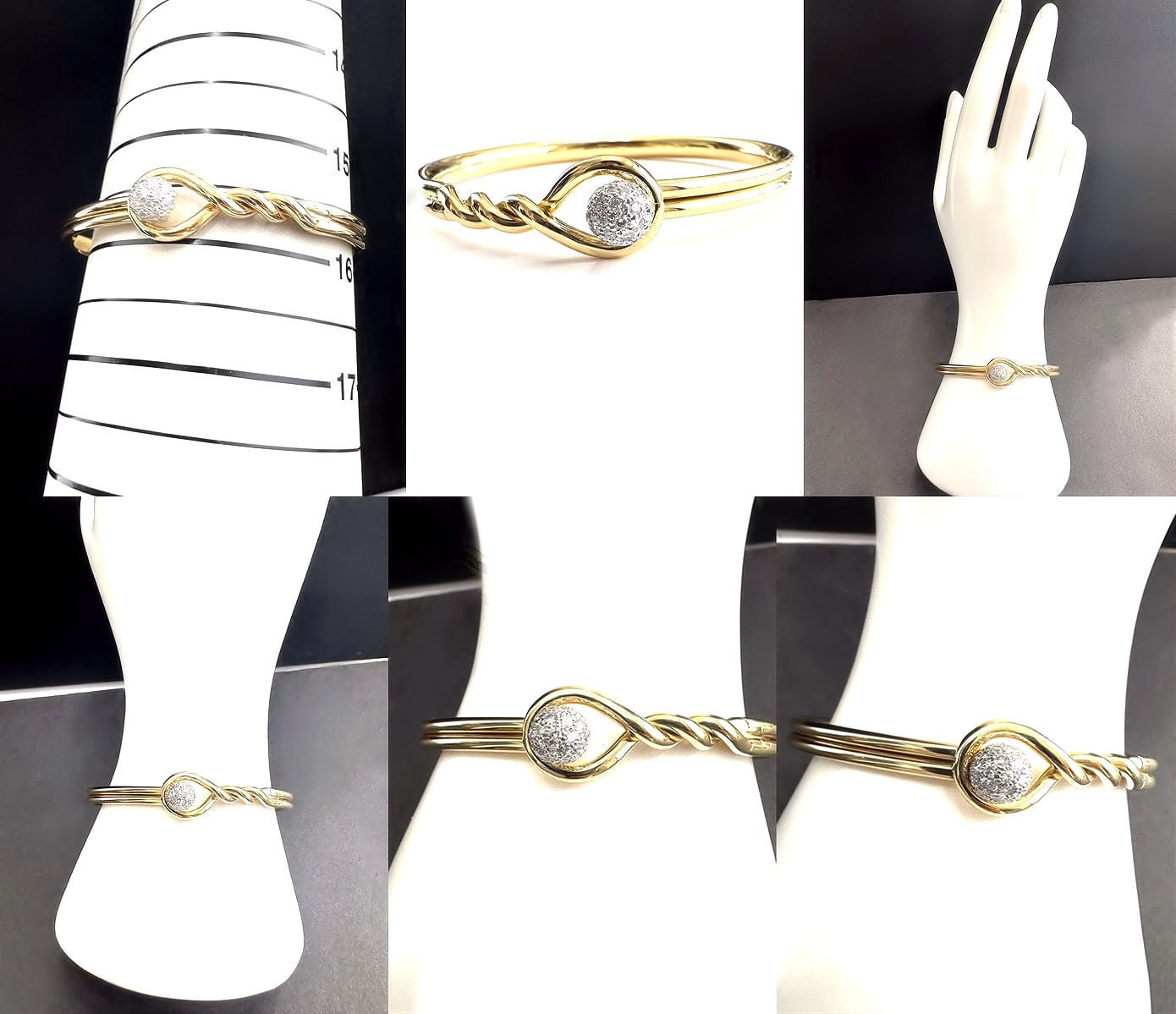 Tiffany ティファニー ツイストデザイン バングル ゴールドボール付き TIFFANY ティファニー ダイヤモンド ボール ツイスト バングル K18 YG