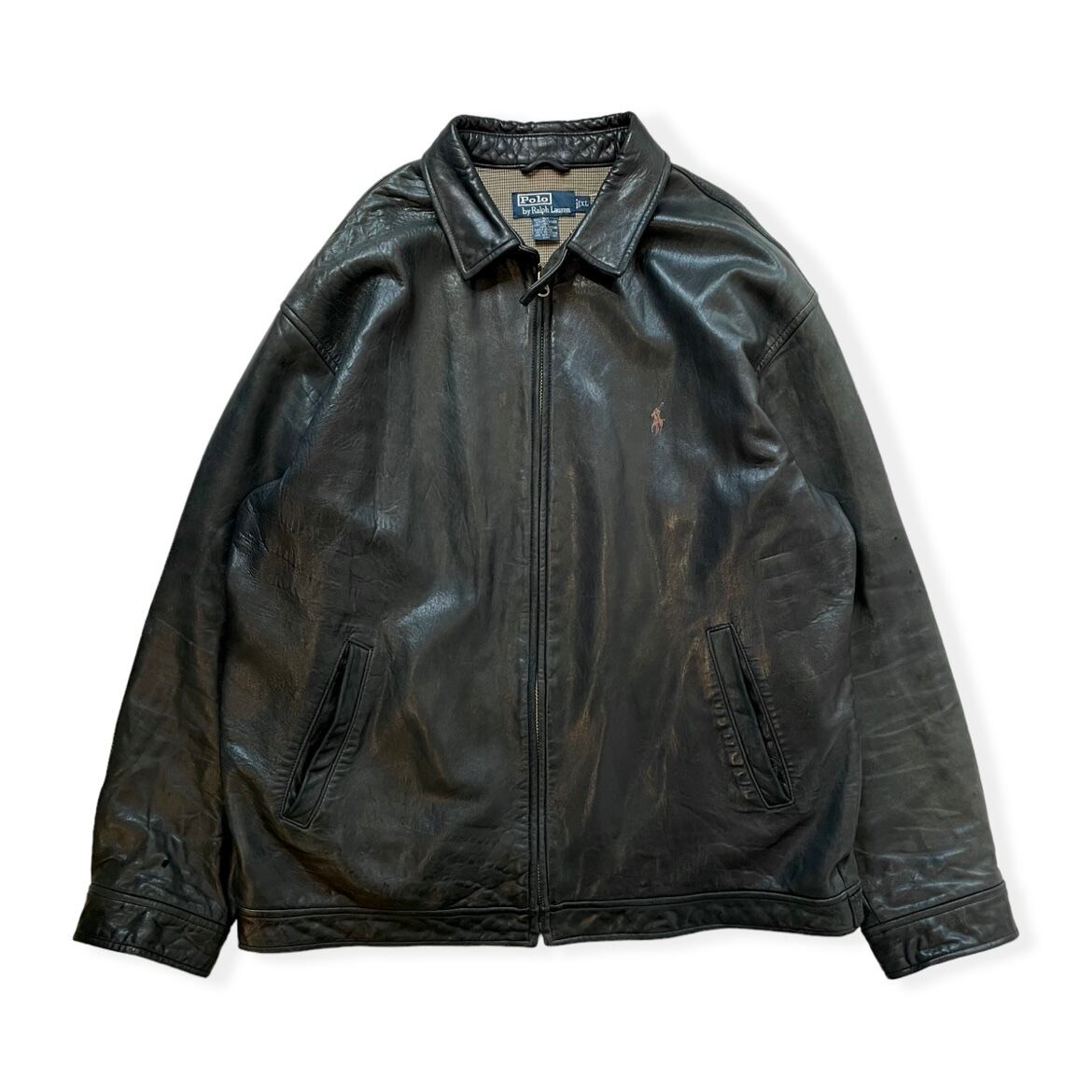 90s Ralph Lauren(ラルフローレン) Lamb Leather Swingtop Jacket ラムレザー スイングトップ ジャケット  XL
