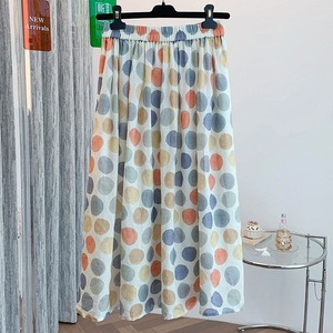 WATERCOLOR DOT PRINT ELASTIC WAIST MIDI SKIRT M-17787