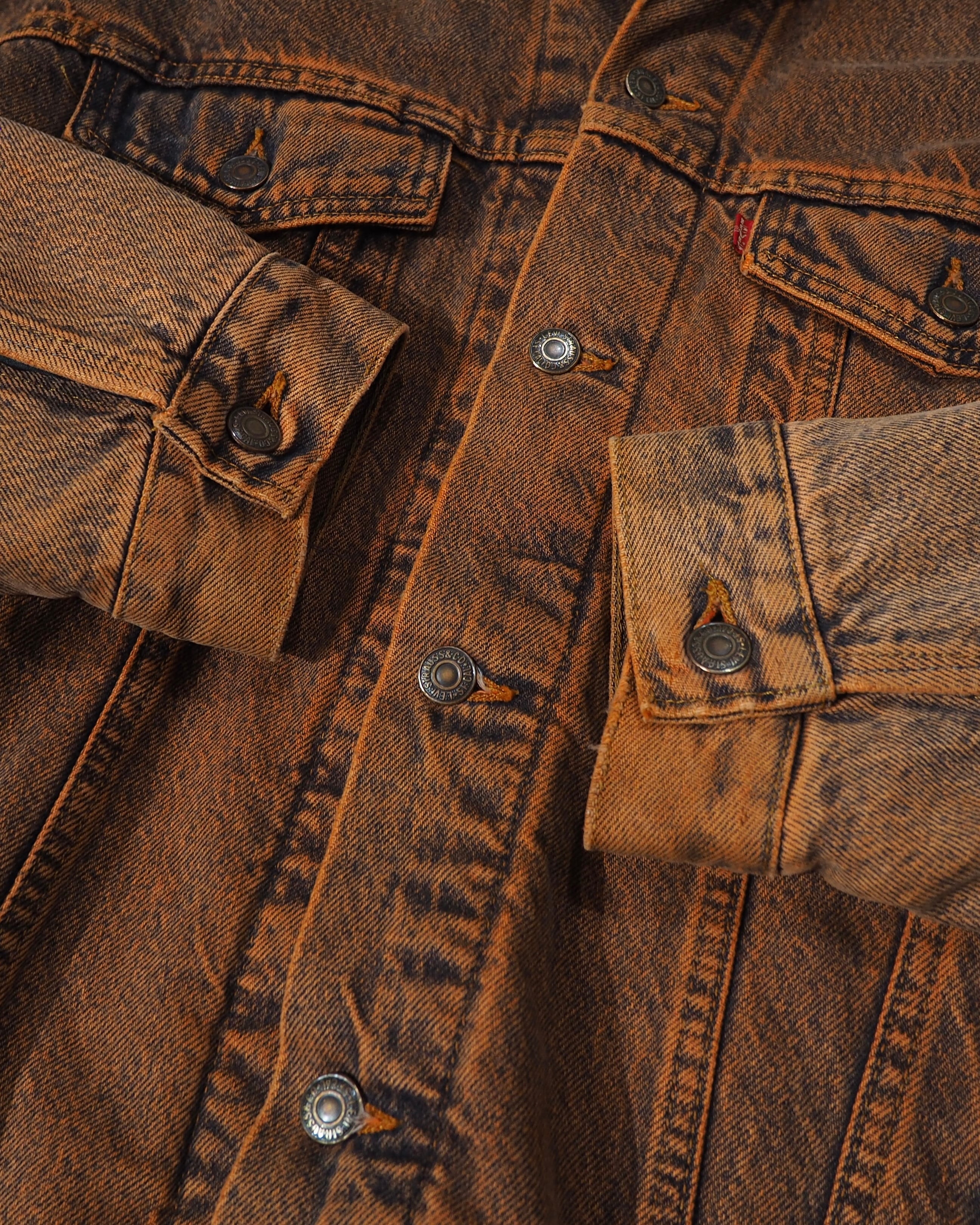 1990s " Made in USA - LEVI’S " Dark Orange Over Dyed vintage Denim jacket
