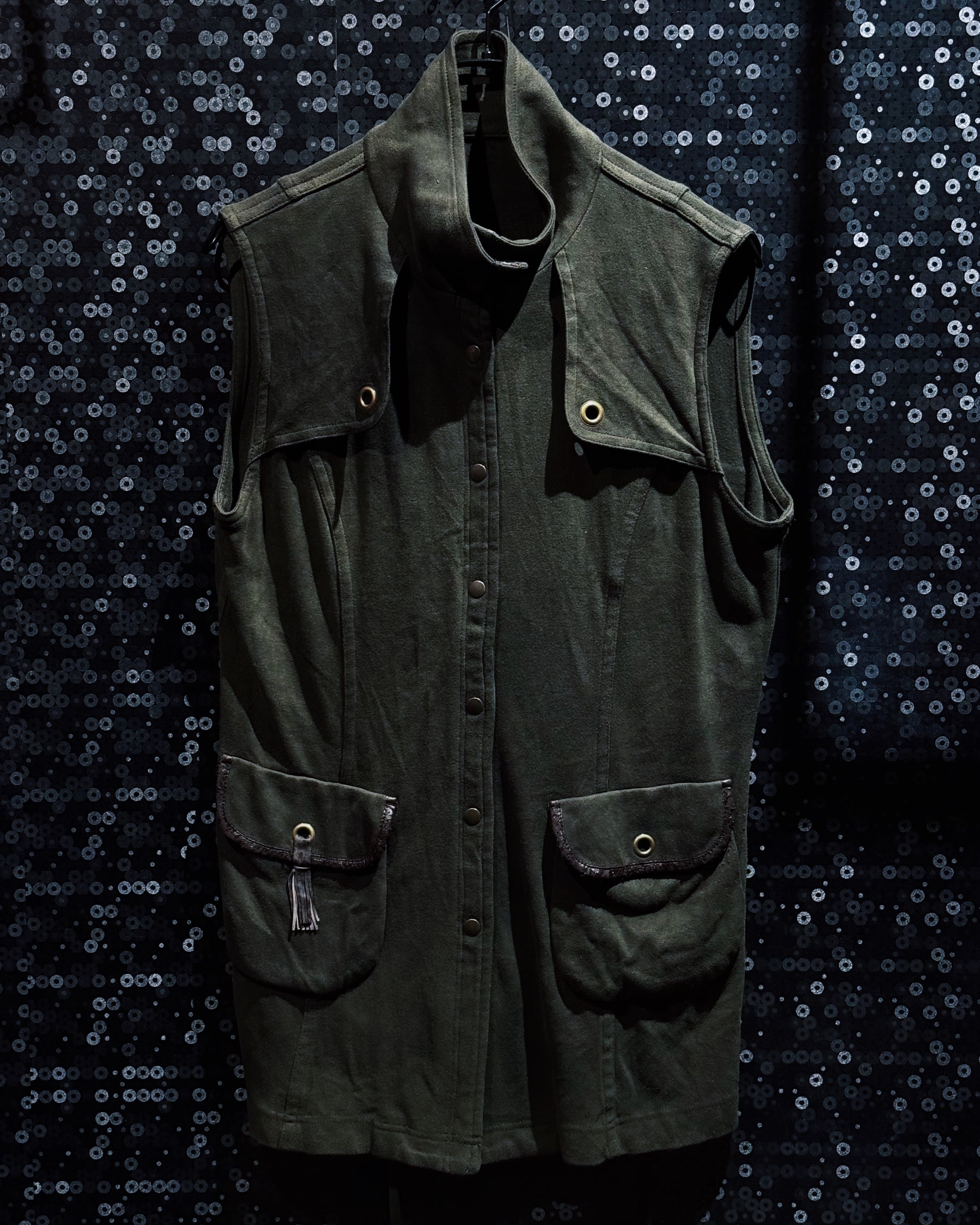 【ÆIEM】“渇”“染” Ink Dyed High Neck Utility Vest