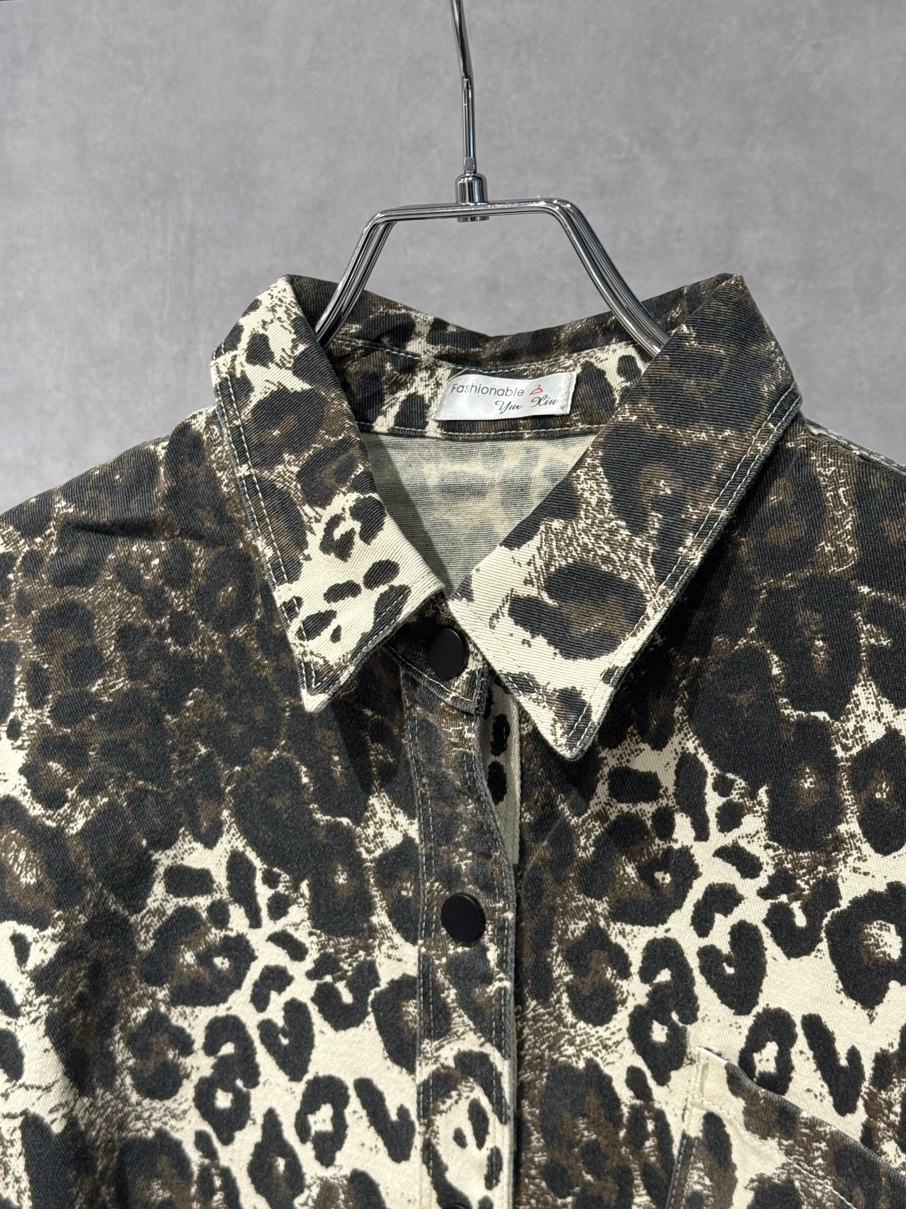 leopard snap button shirt
