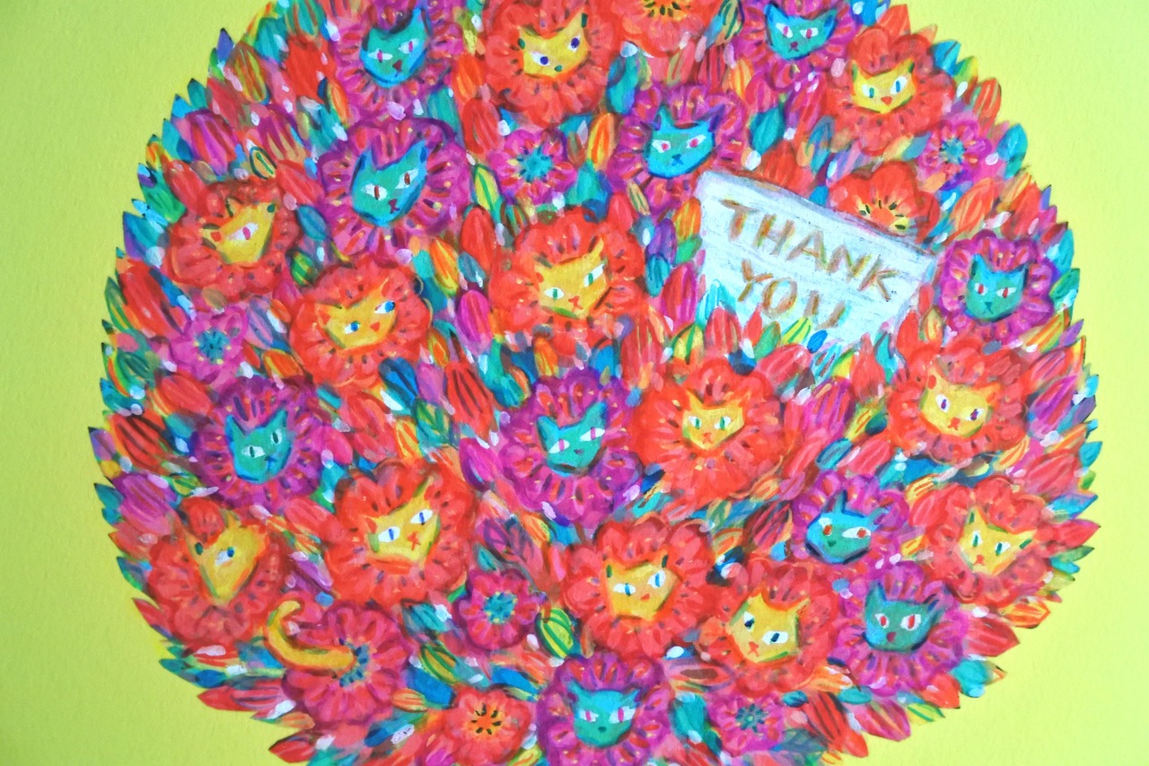 【版画】Thank you! 〜ねこのブーケ〜（300部限定）