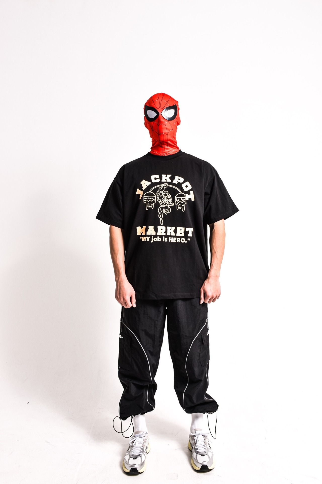 レトロジムTシャツ　ブラック×クリーム