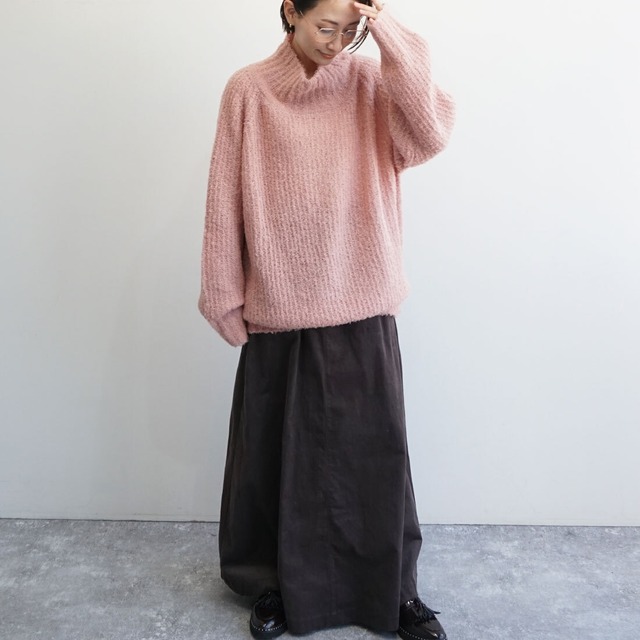 ハイネック片畦ニット