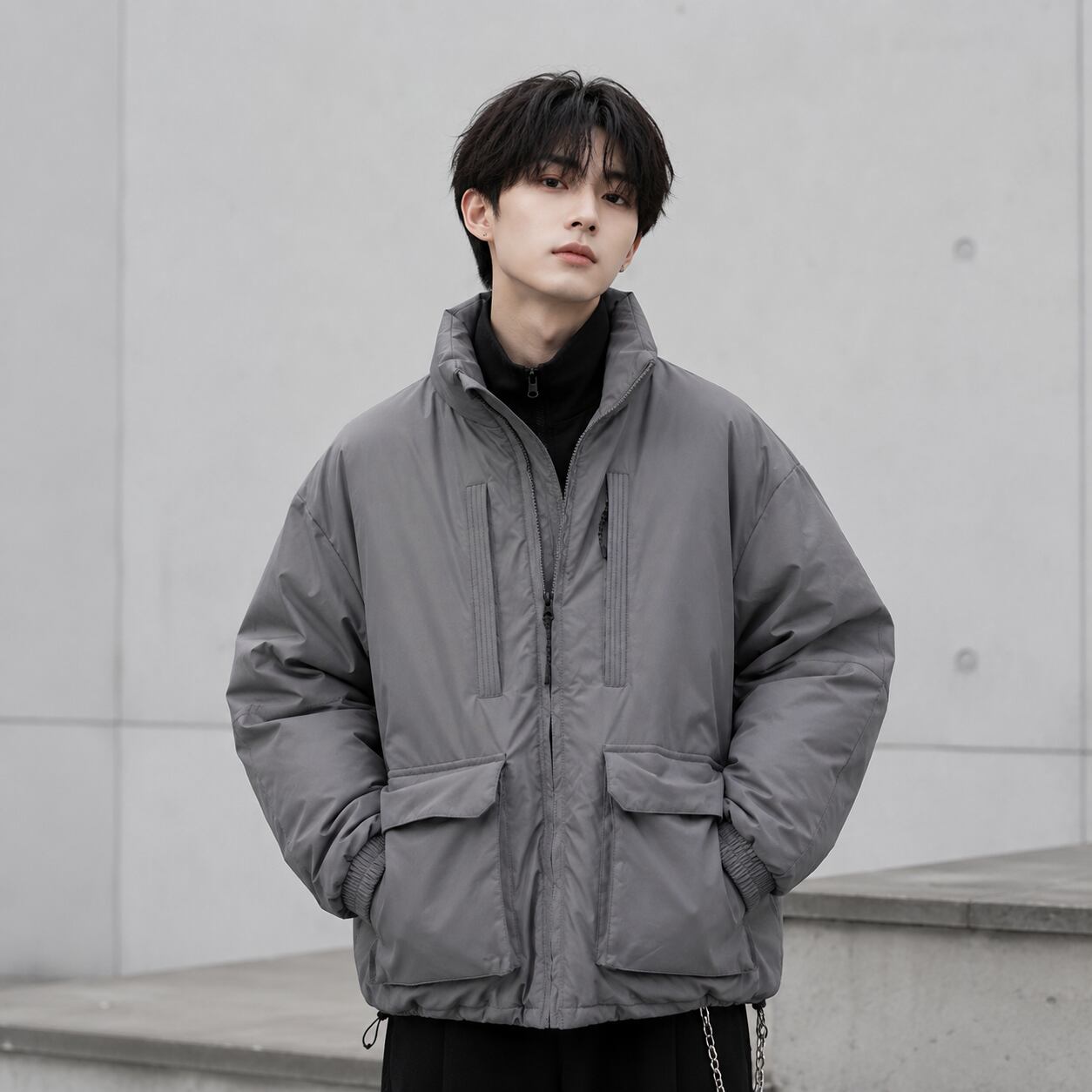 Stand collar neck jacket 0010