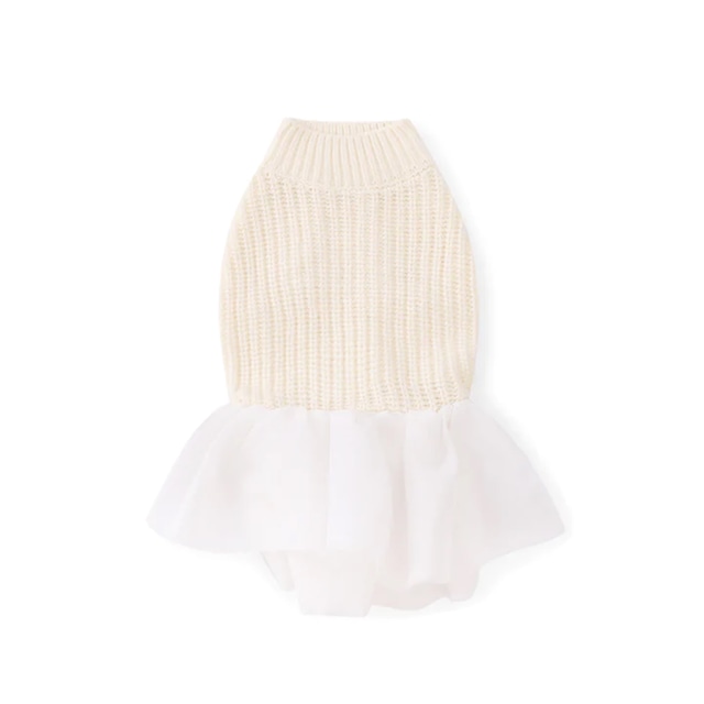 KNITWEAR WITH SKIRT Cream / OVER GLAM