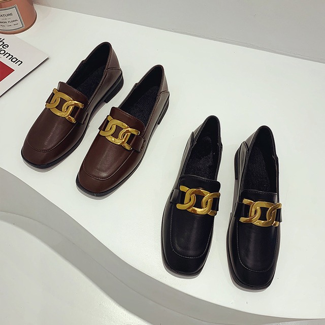 レザースタイルオータムウィンターシングルスタンダードレディース 靴 シューズ レトロ ローファー 秋物 冬物 スクウェア 部族の婦人靴11830979234