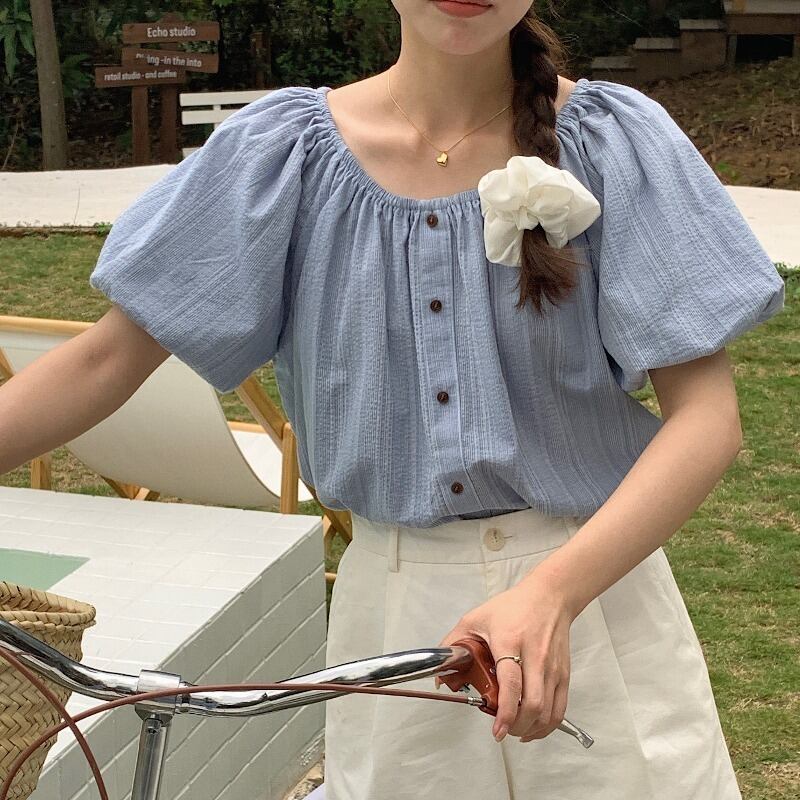 トップス レディース 2色 プルオーバー オフショルダー ラウンドネック 2WAY ショート丈 袖あり 半袖 パフスリーブ Aライン ギャザー かわいい 大人可愛い シンプル カジュアル 上品 清楚 おしゃれ おとな ナチュラル こなれ感 スポーティー キュート ガーリー 爽やか 無地 OL 学生 デート お出かけ 女子会 休日 カフェ アプリコット ブルー ワンサイズ 春 夏 秋 食事会 10代 20代 30代 ママ 韓国系 着回し 普段使い 体型カバー 脚長 モテ トレンド 流行 送料無料