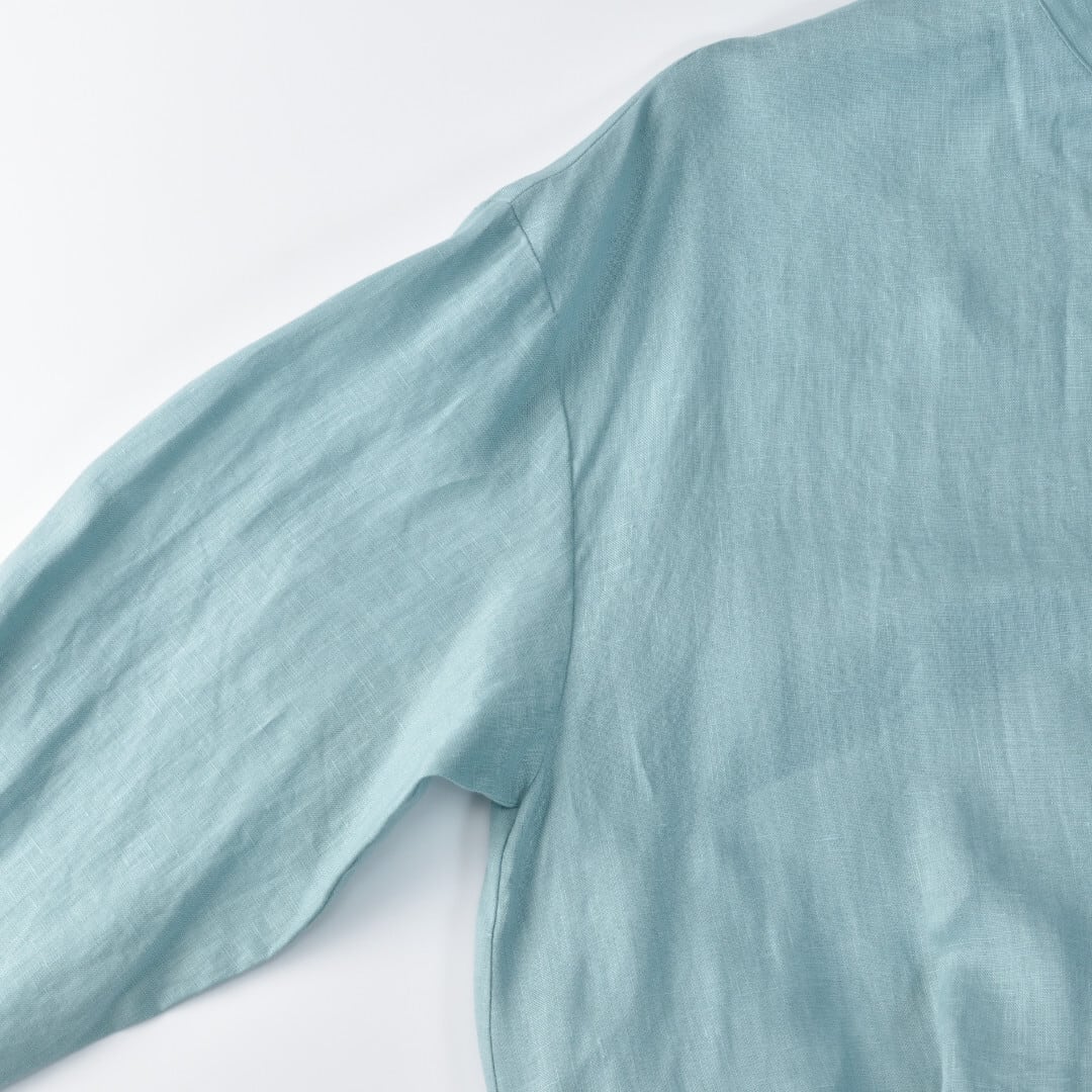 atelier naruse アトリエナルセ リネンシャツギャザーワンピース・アクアブルー 自然な風合いが魅力名ワンピース。ギャザーやプリーツをふんだんに使っています【送料無料】