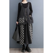 格子柄 デニム切り替え スカート 00109