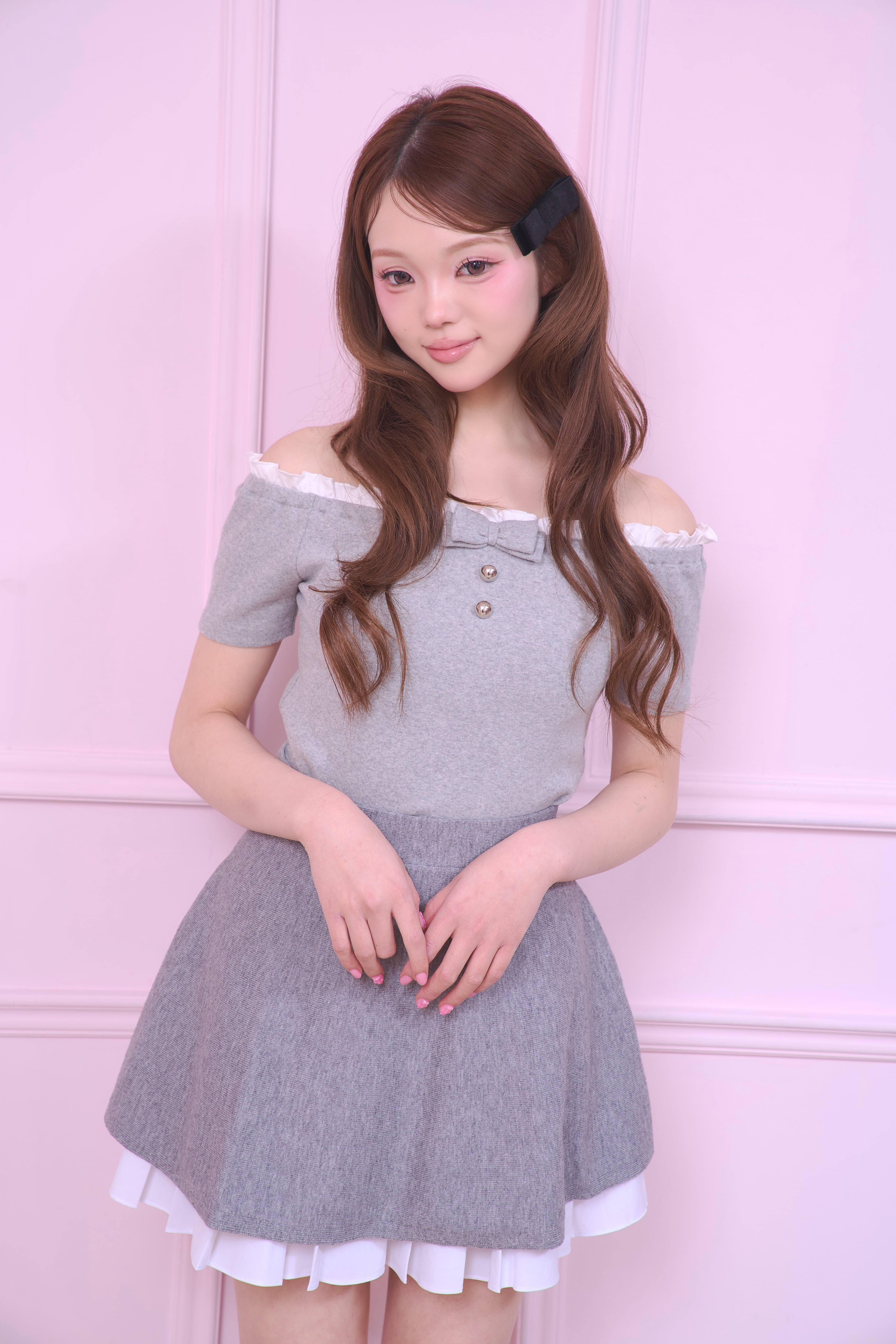 shoulder ribbon knit〈black〉 | PRIMAVELY